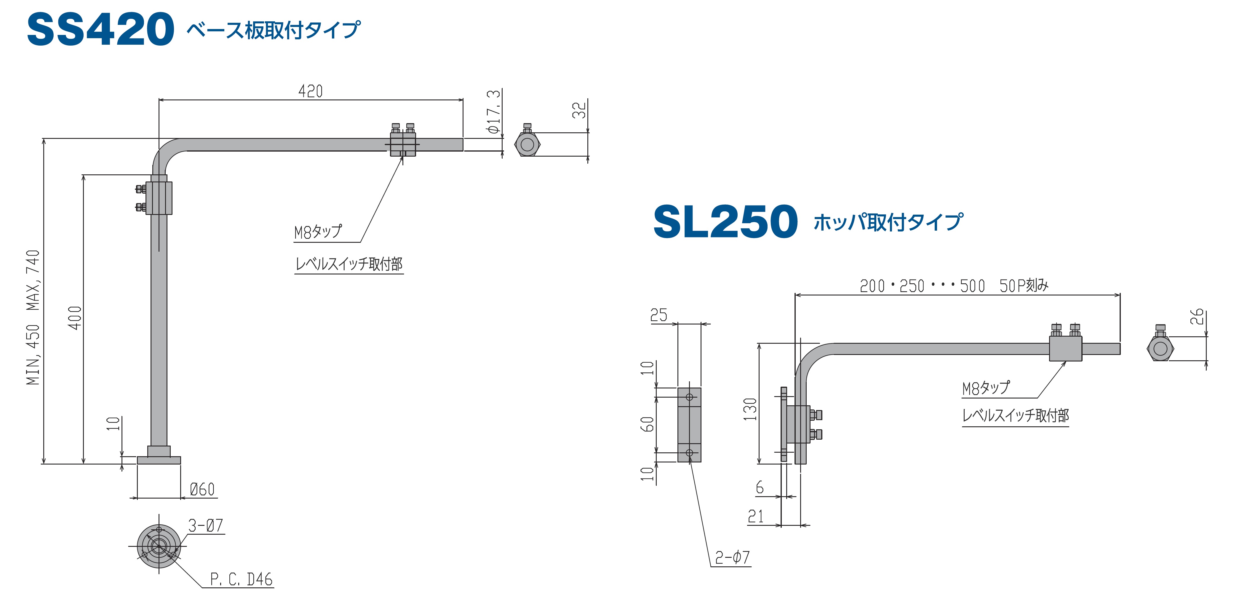 レベルスイッチ用・スタンドの図面